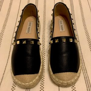Steve Madden studded espadrilles size 6 Black/ leather